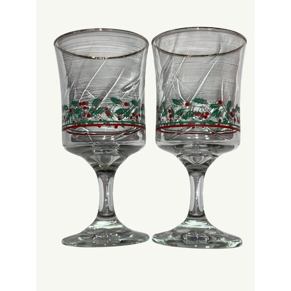 Arbys 1986 Christmas Collection Holiday Glasses Set of 2 - Picture 1 of 8